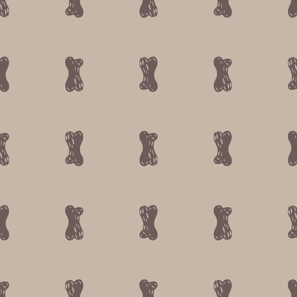 Horror seamless doodle pattern with scary grey bones silhouettes. Pastel background. Doodle design. vector