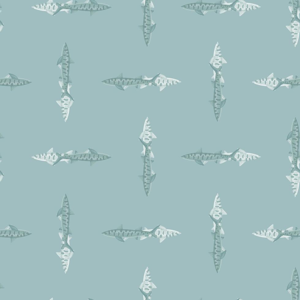 Leopard shark seamless pattern in scandinavian style. Marine animals background. Vector illustration for children funny textile.