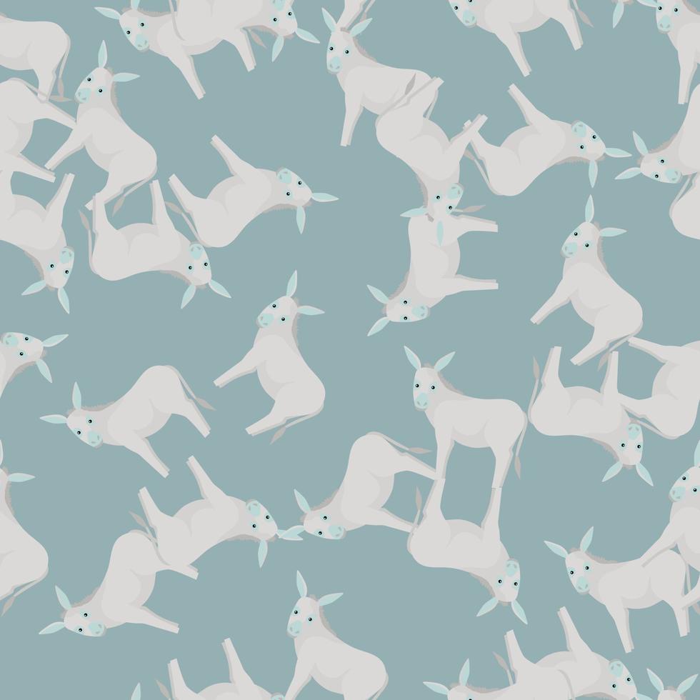 Seamless pattern of donkey. Domestic animals on colorful background. Vector illustration for textile.