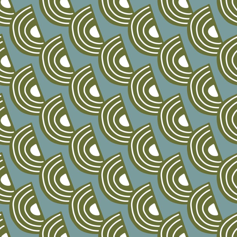 Abstract seamless pattern on dark mint background. Geometrical shapes for textile design. vector