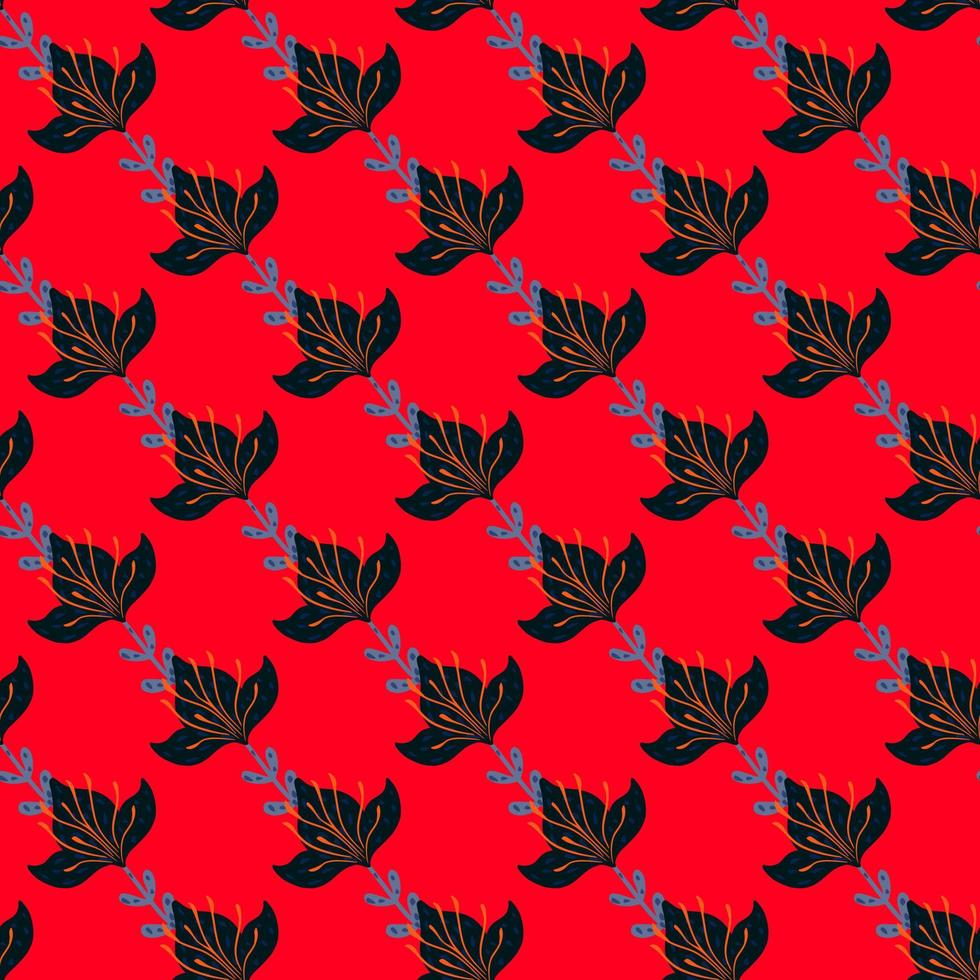Lily abstract seamless pattern. Hand drawn flower background. vector