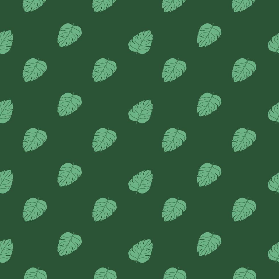 Simple style nature seamless pattern with tropical green little monstera leaf shapes. Nature palm backdrop. vector