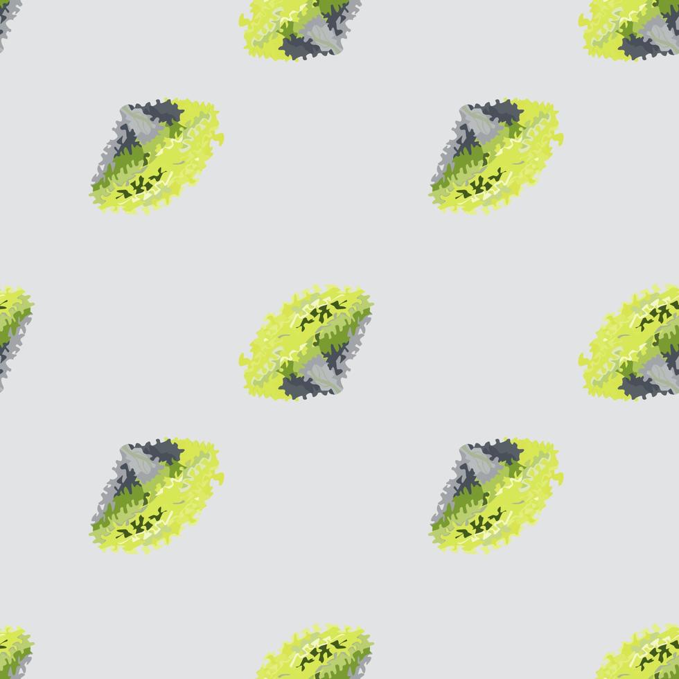Seamless pattern lola rosa salad on light gray background. Abstract ornament with lettuce. vector