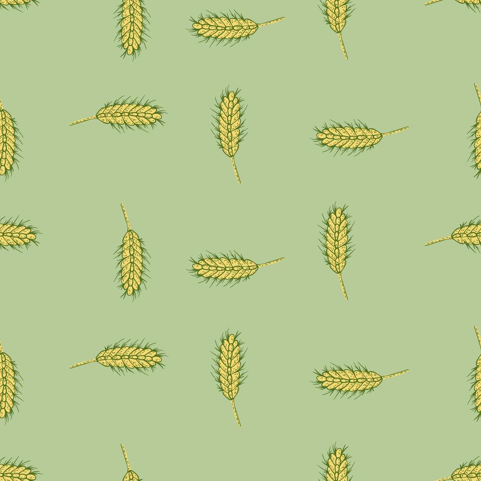 Wheat seamless pattern. Cereal crop sketch. vector