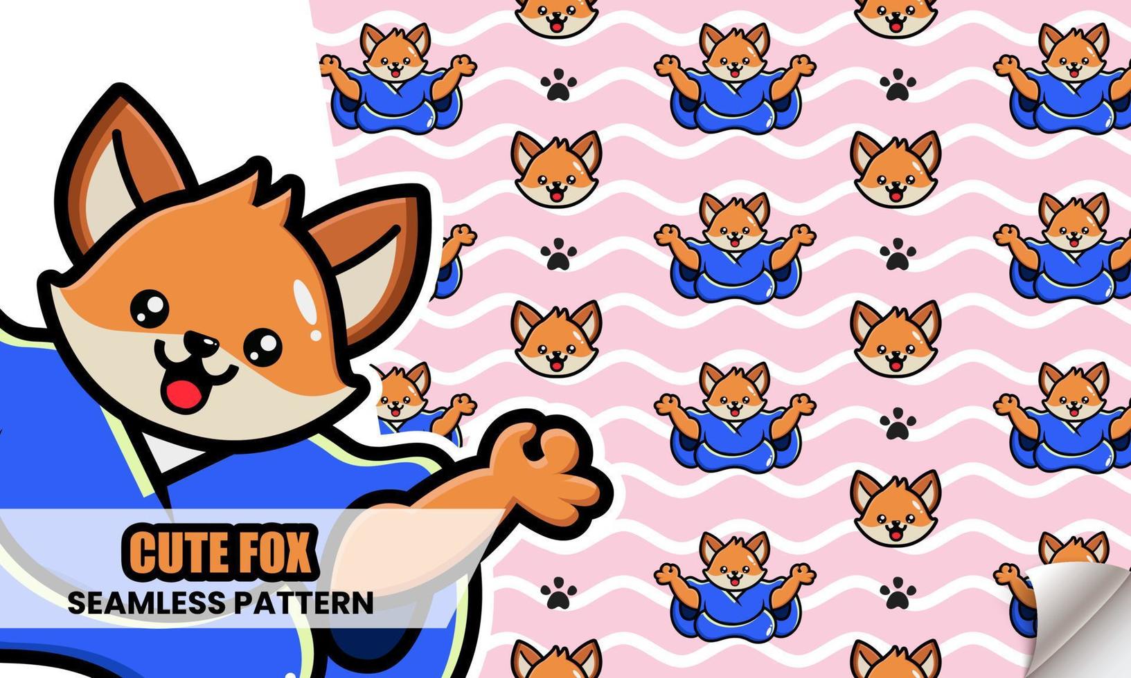 Cute fox seamless pattern vector