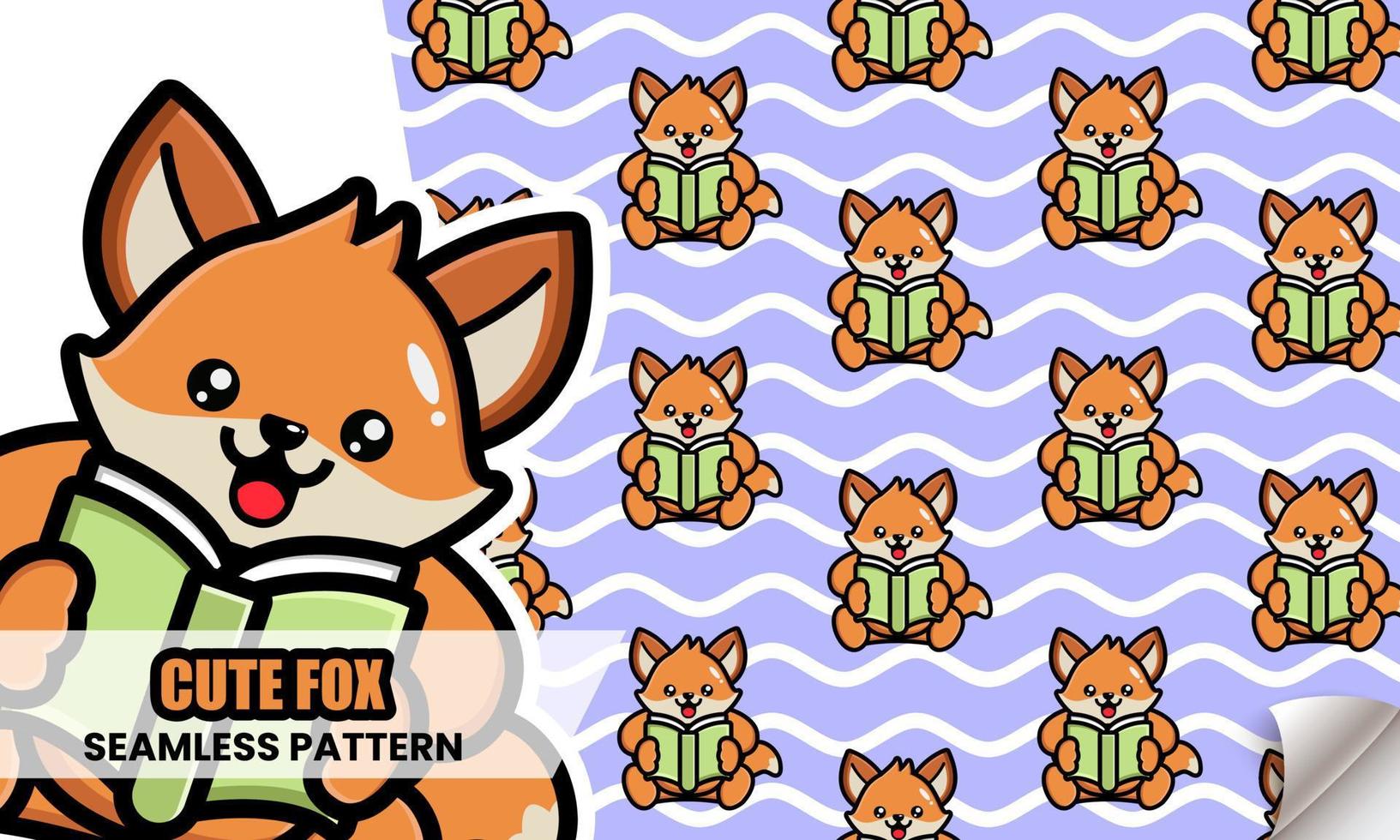 Cute fox seamless pattern vector