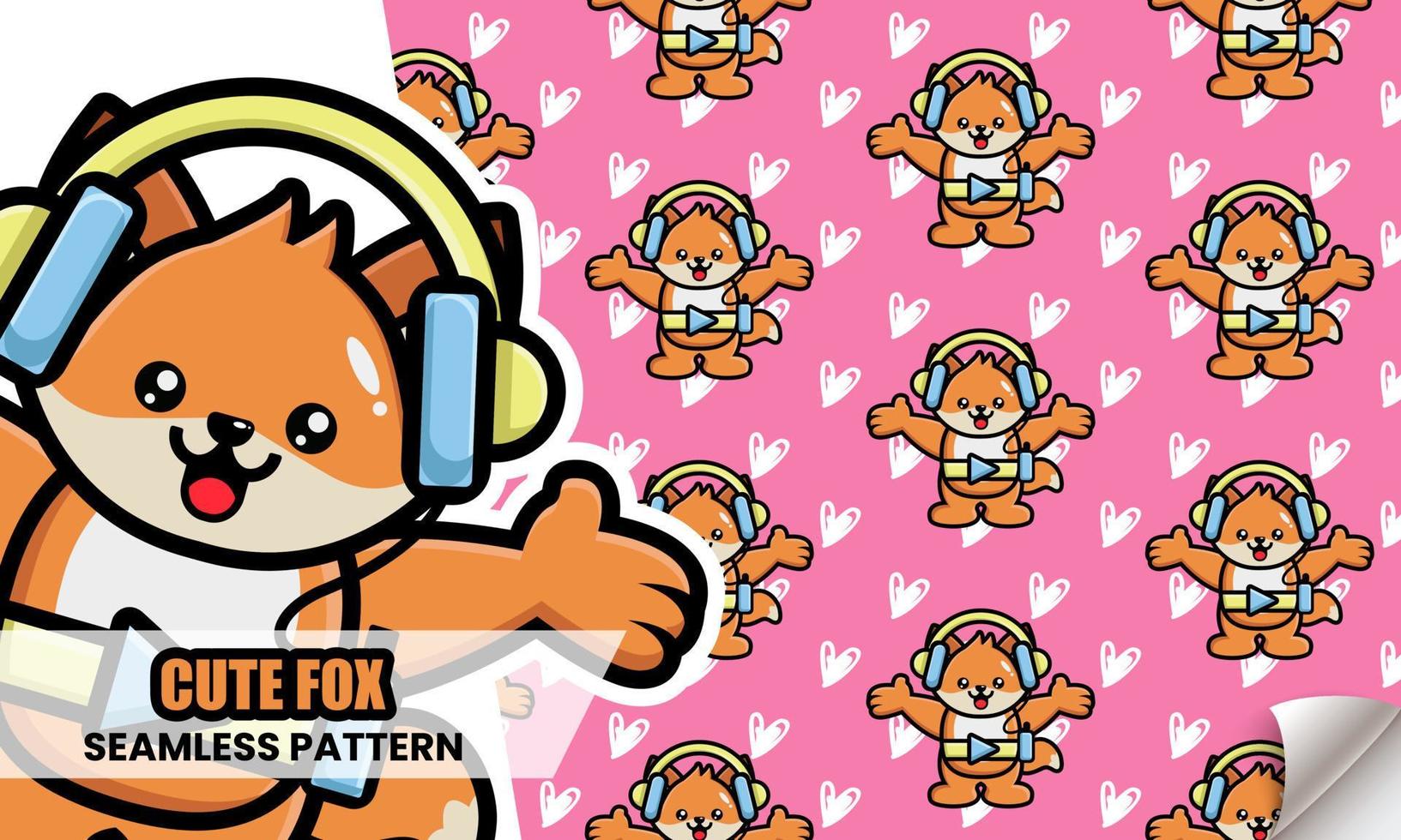 Cute fox seamless pattern vector