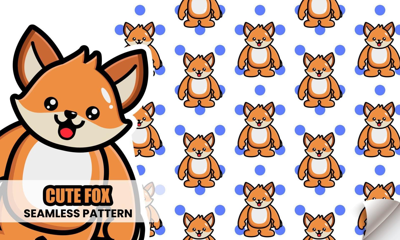 Cute fox seamless pattern vector