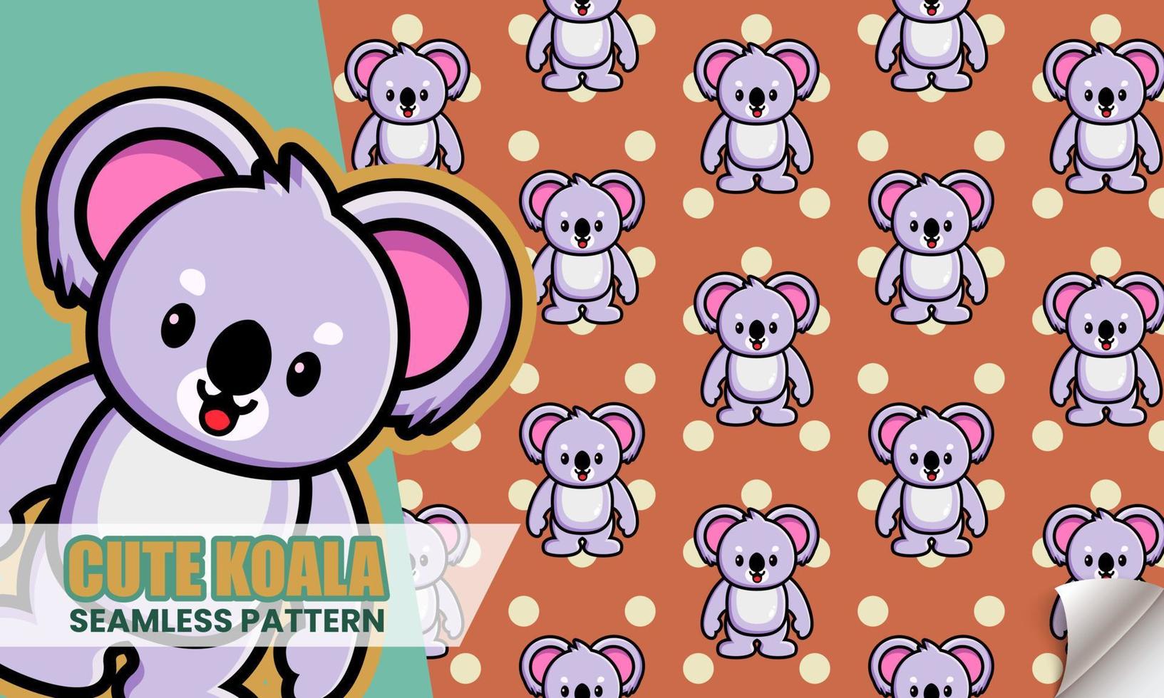 Cute koala cartoon seamless pattern vector
