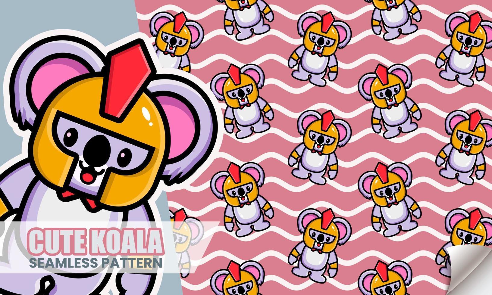 Cute koala gladiator seamless pattern vector