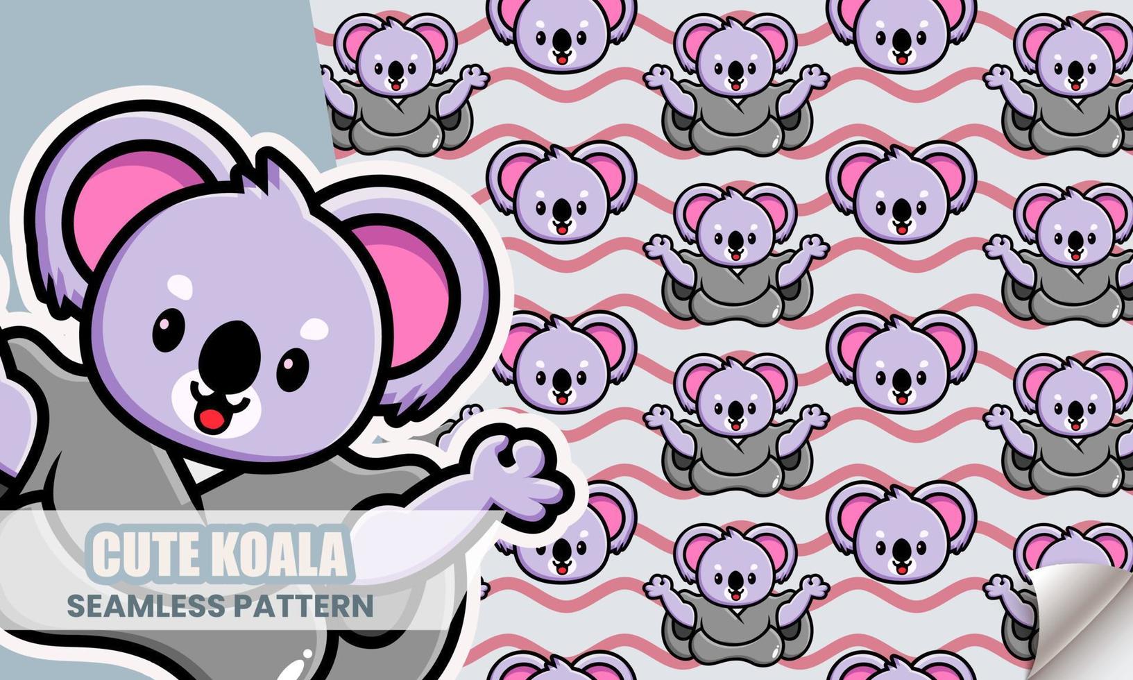 Cute koala yoga cartoon seamless pattern vector