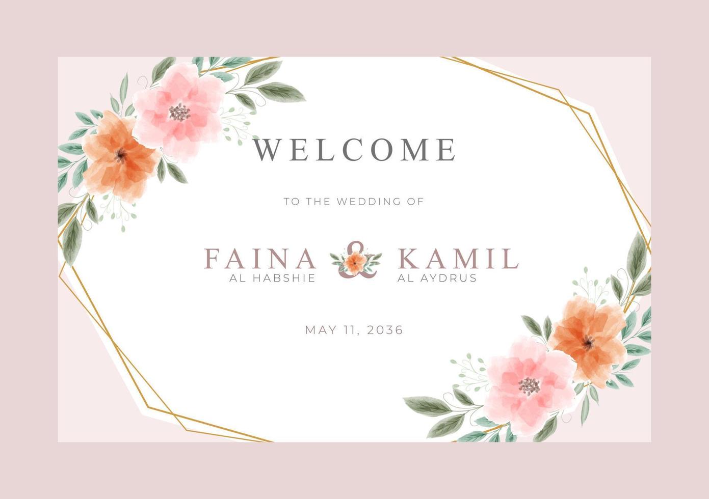 Beautiful and elegant wedding welcome sign vector