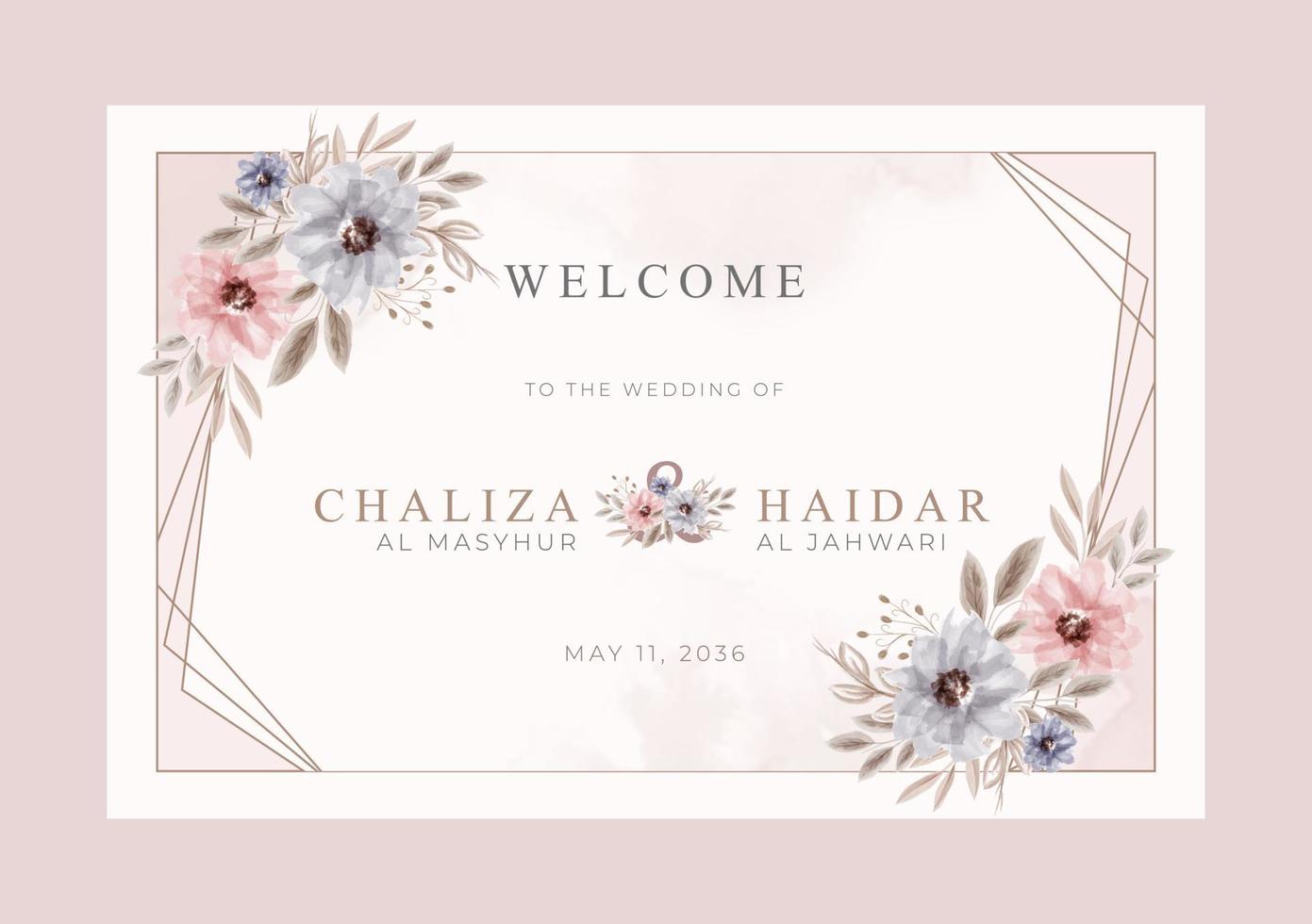 Elegant welcome sign wedding party template vector