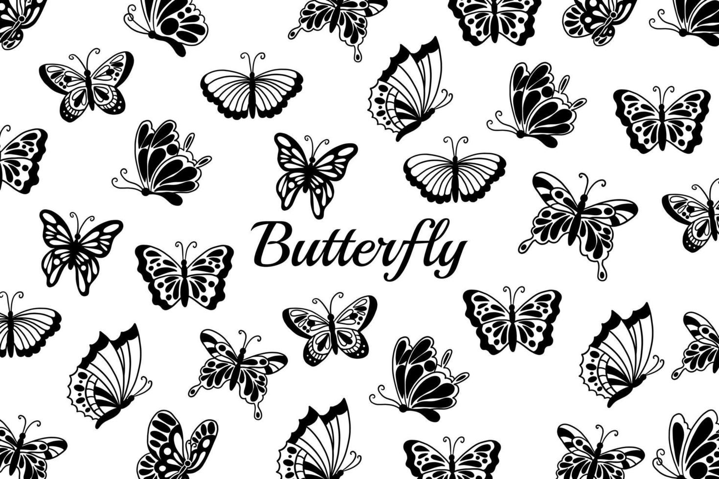 conjunto de colección bonita mariposa mariposas animal dibujado a mano ilustración vector