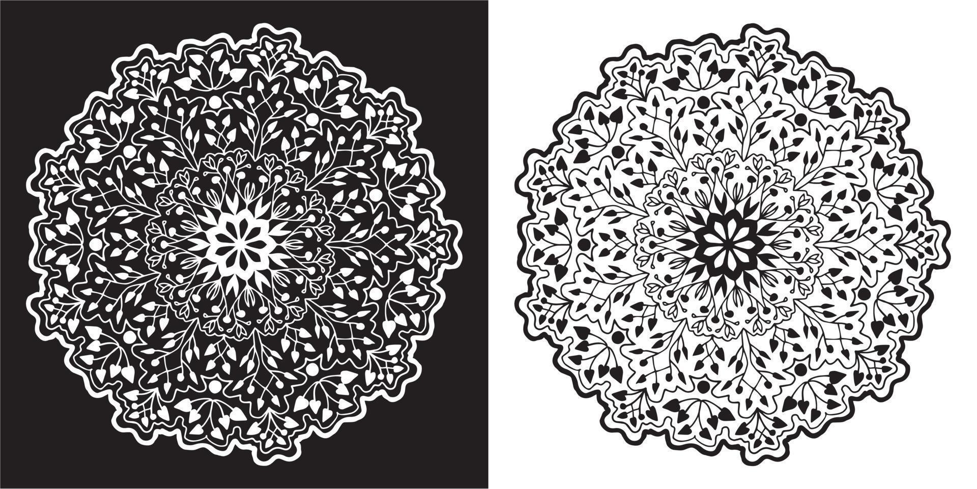 black and white mandala ornament vector