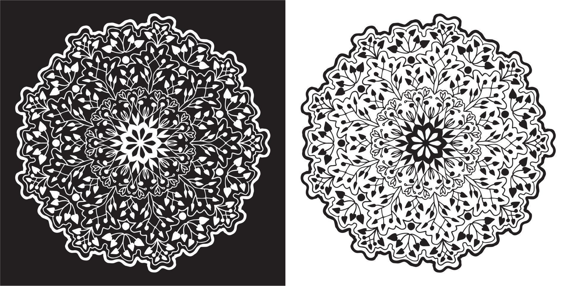 adorno de mandala blanco y negro vector