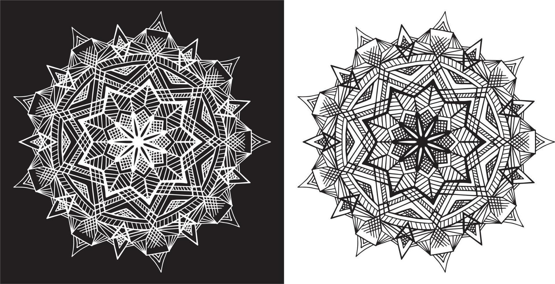 black and white mandala ornament vector