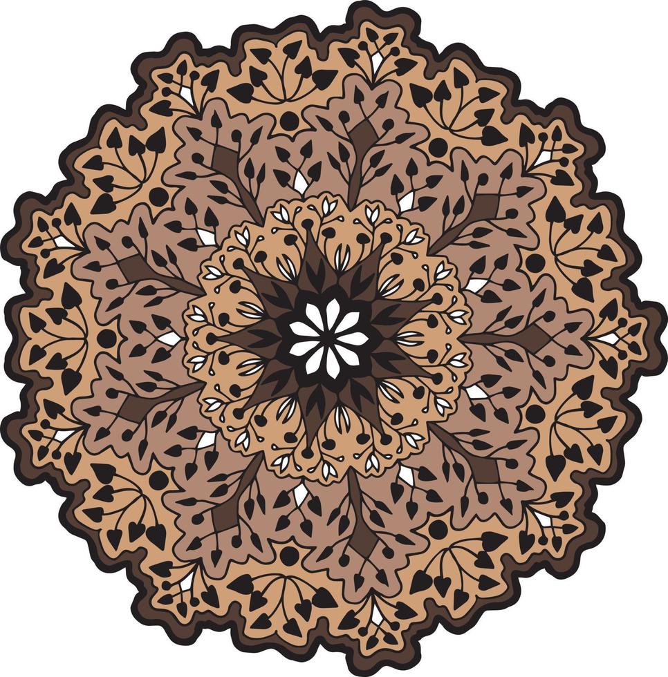 brown with black outline - mandala ornament vector