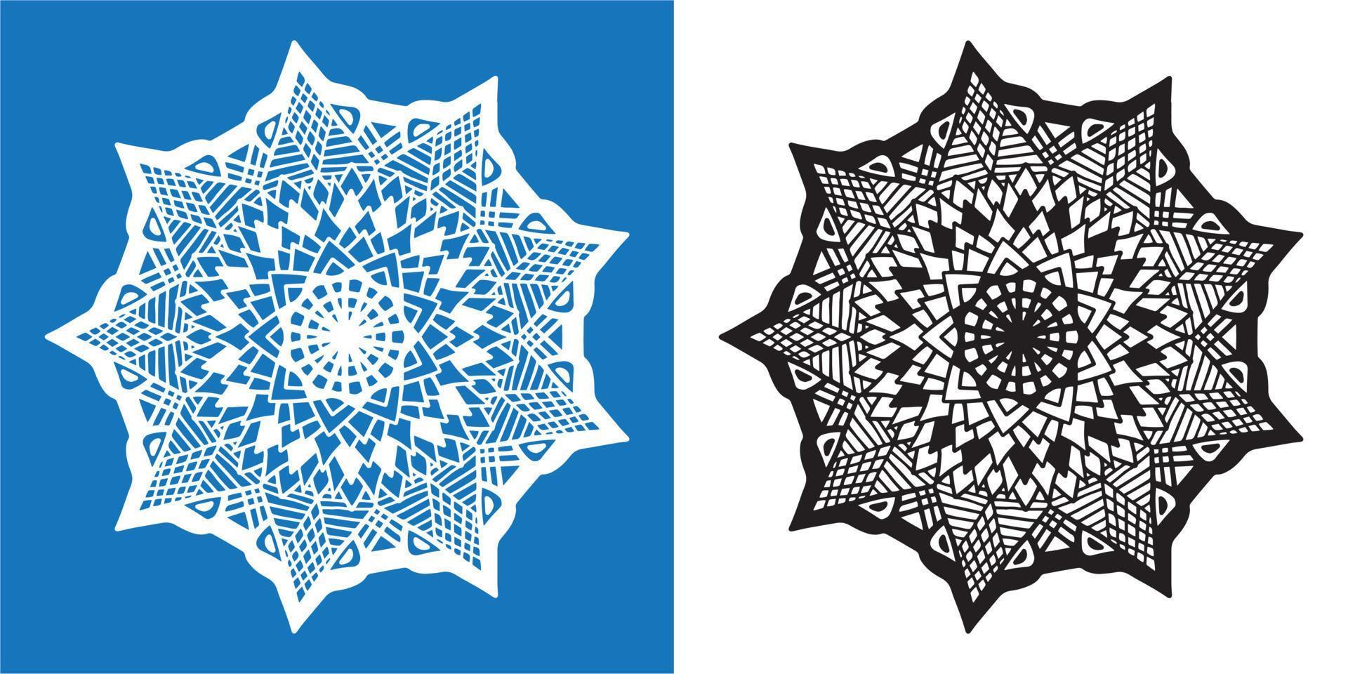 black and white and blue and white mandala ornament set vector