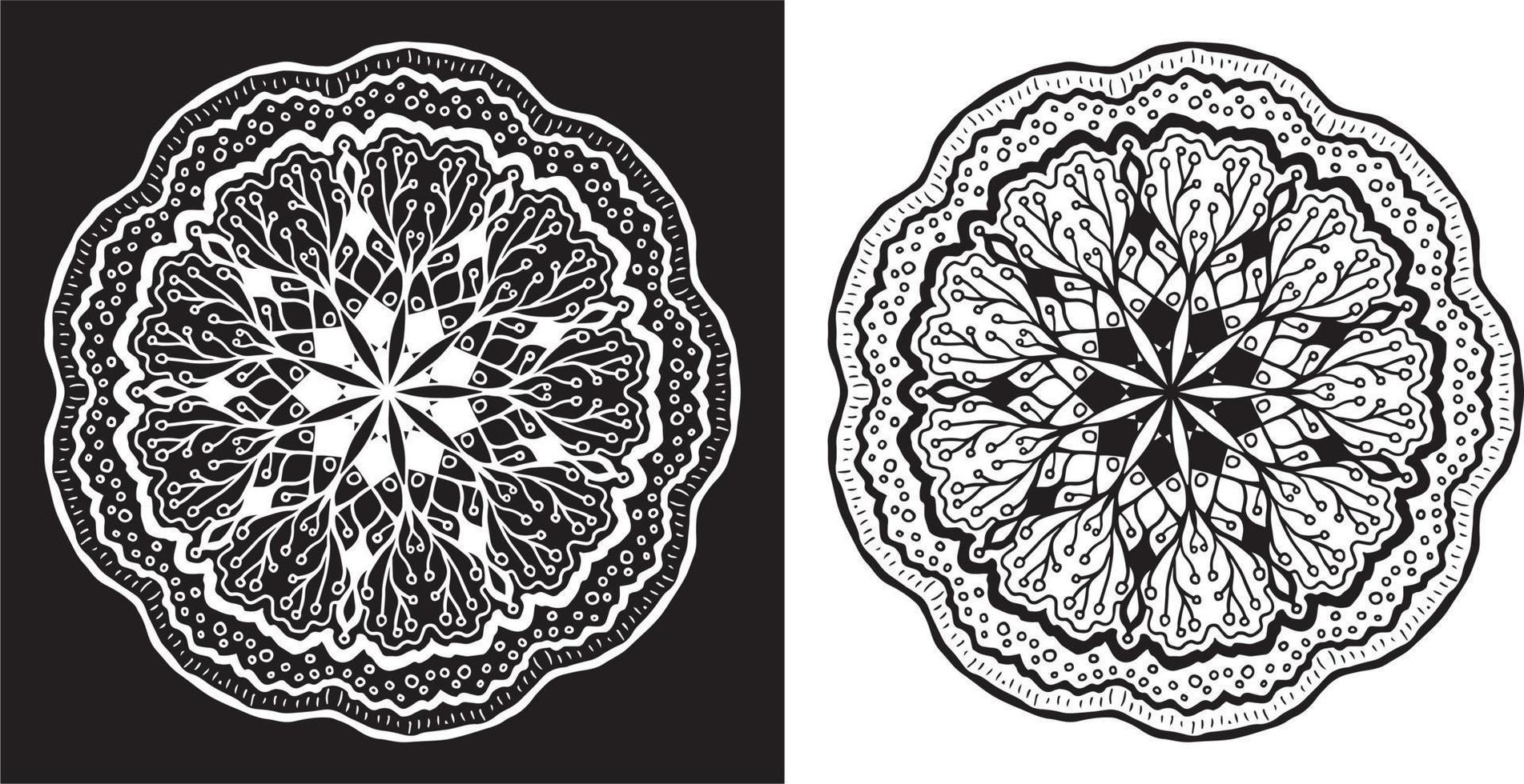 black and white mandala ornament vector