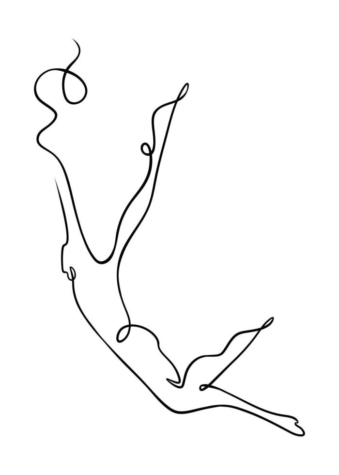 a person falls free from the air one contiguous line vector illustration