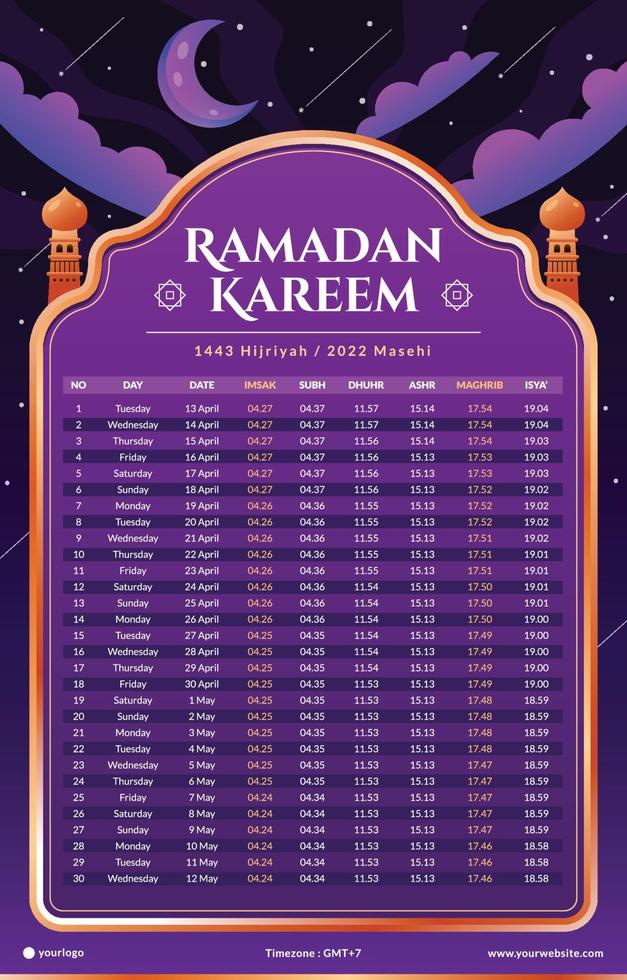 Fasting Month Calendar Template vector