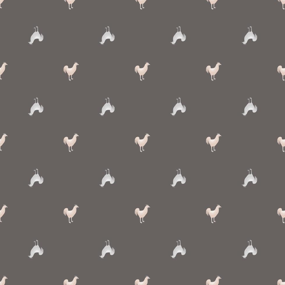 Seamless pattern of rooster. Domestic animals on colorful background. Vector illustration for textile.