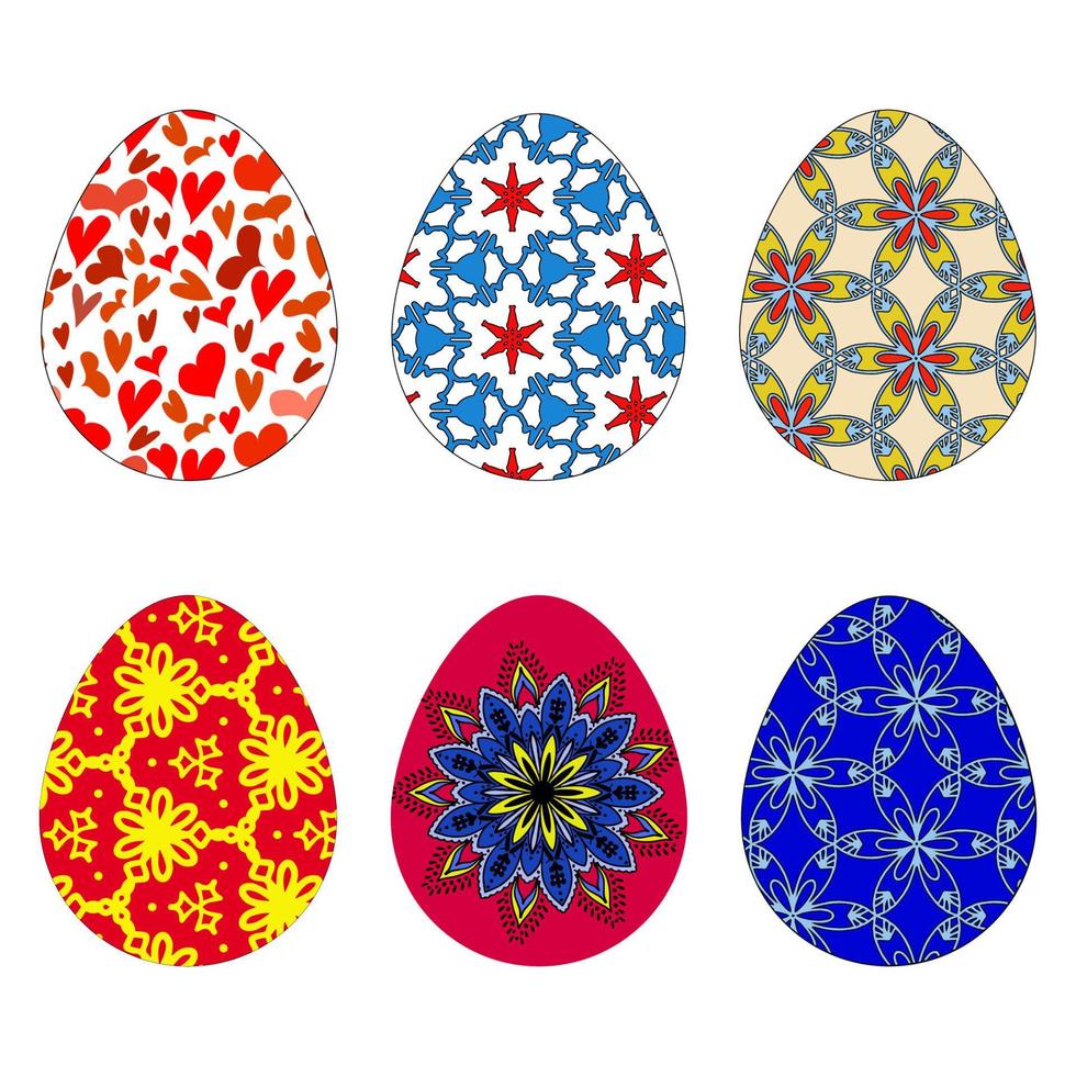 A set of colorful eggs for Easter vector