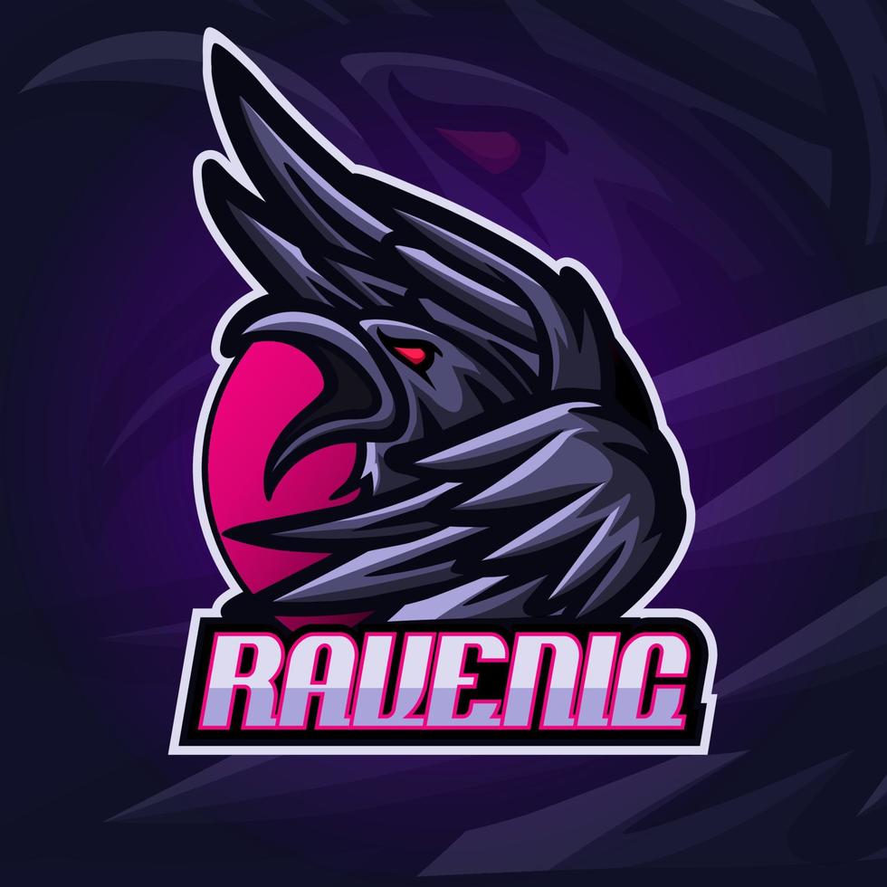 Raven crow mascot esport logo design vector