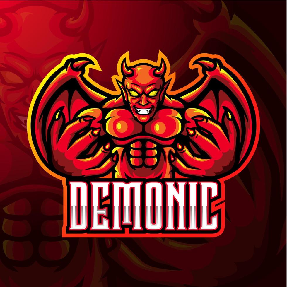 Red devil mascot esport logo design vector