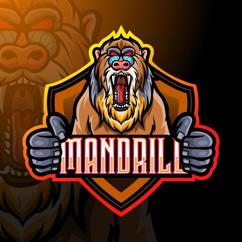 Angry Mandrill mascot. esport logo design vector