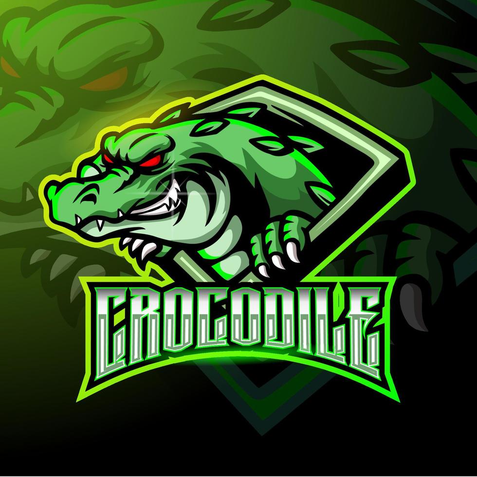 Angry crocodile mascot esport logo design vector