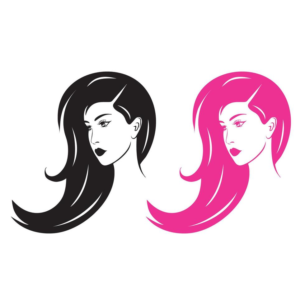 logotipo de belleza y cabello facial vector