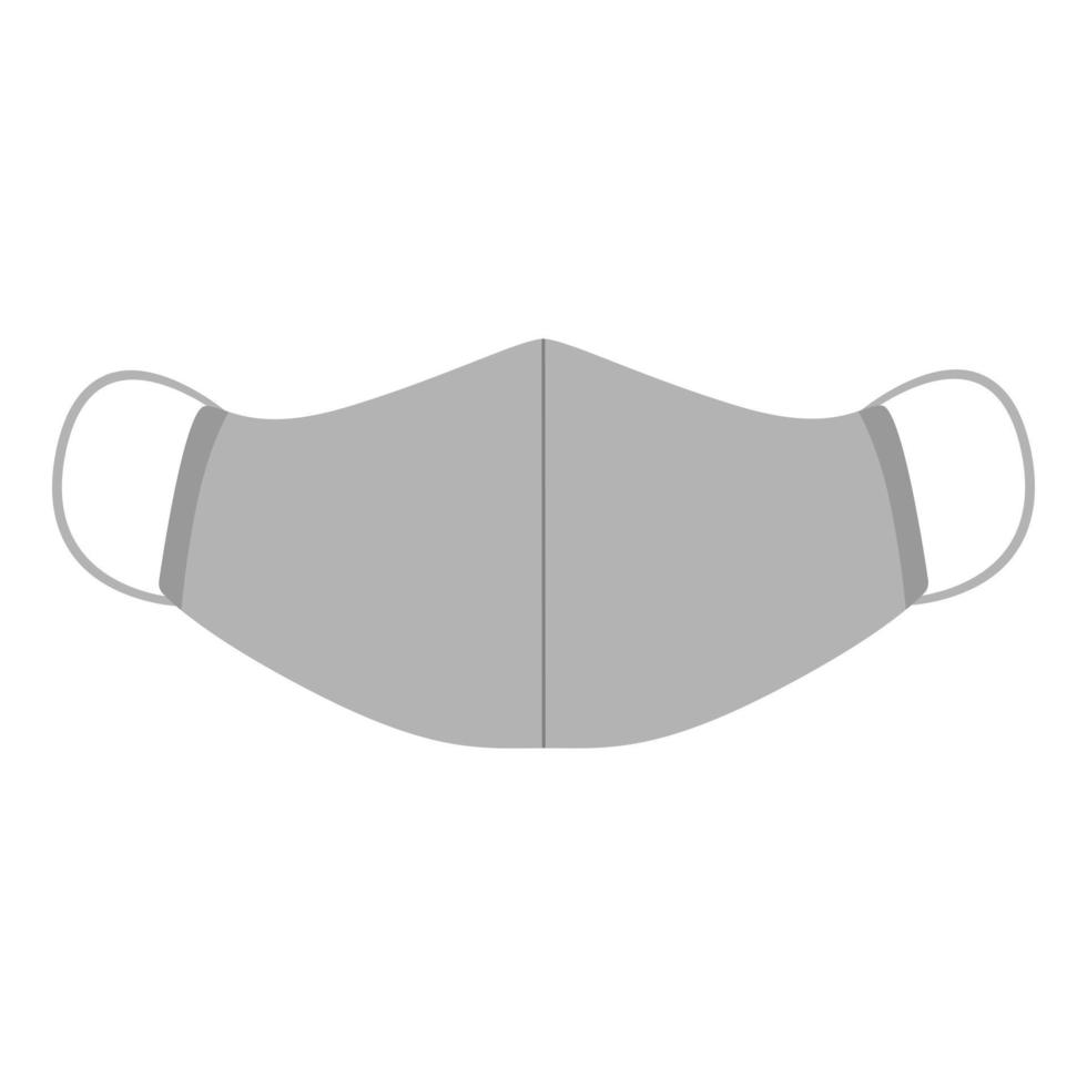 Gray reusable face mask in flat style. Protect face textile mask isolated on white background. Health care protection accessory. vector