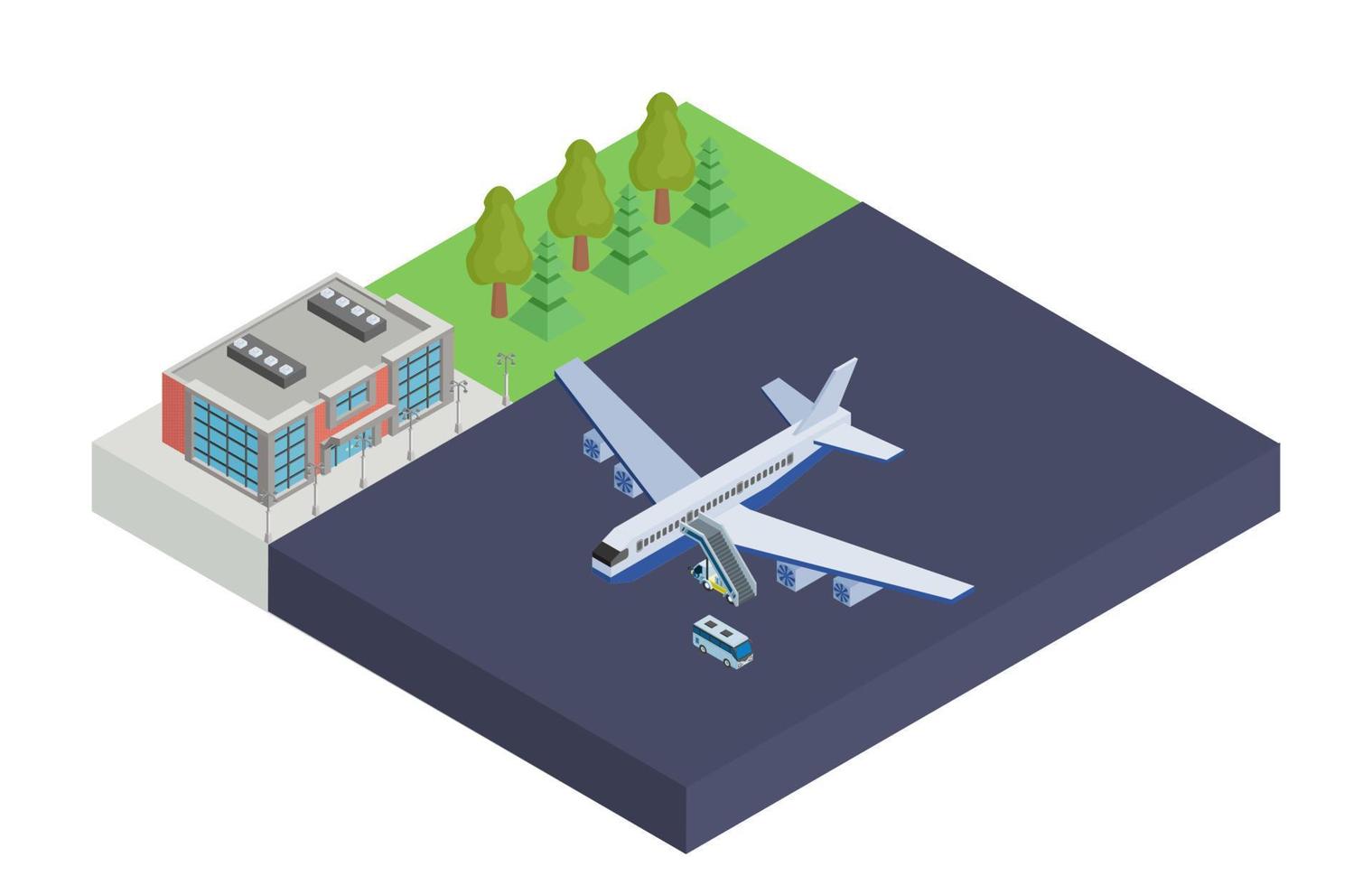 isometric airport passenger plane before flight vector