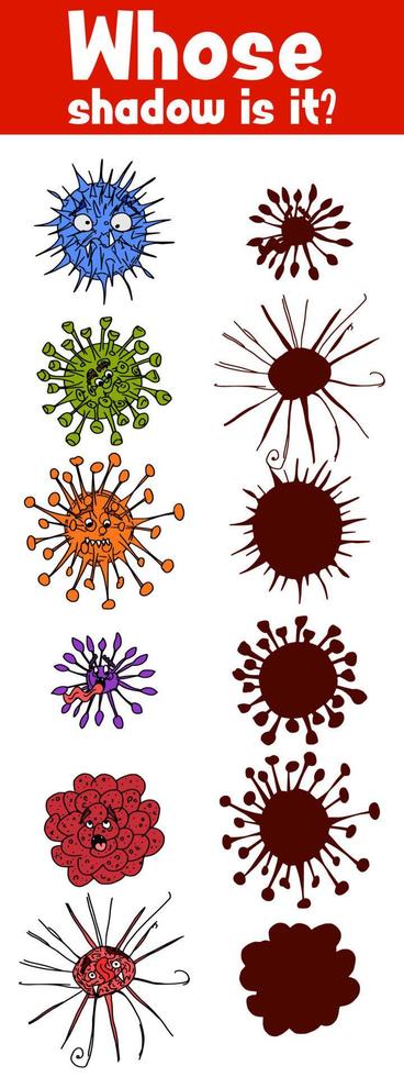 juego para niños adivina la sombra.virus y gérmenes vector