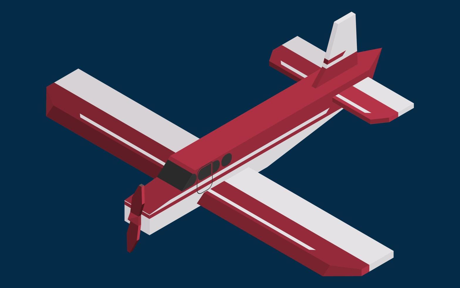 screw single-engine burgundy color plane isometric vector