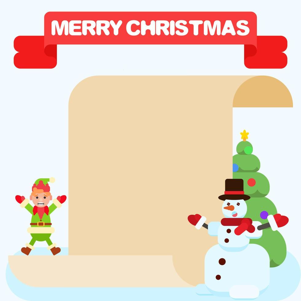 New Year card template. snowman and elf vector