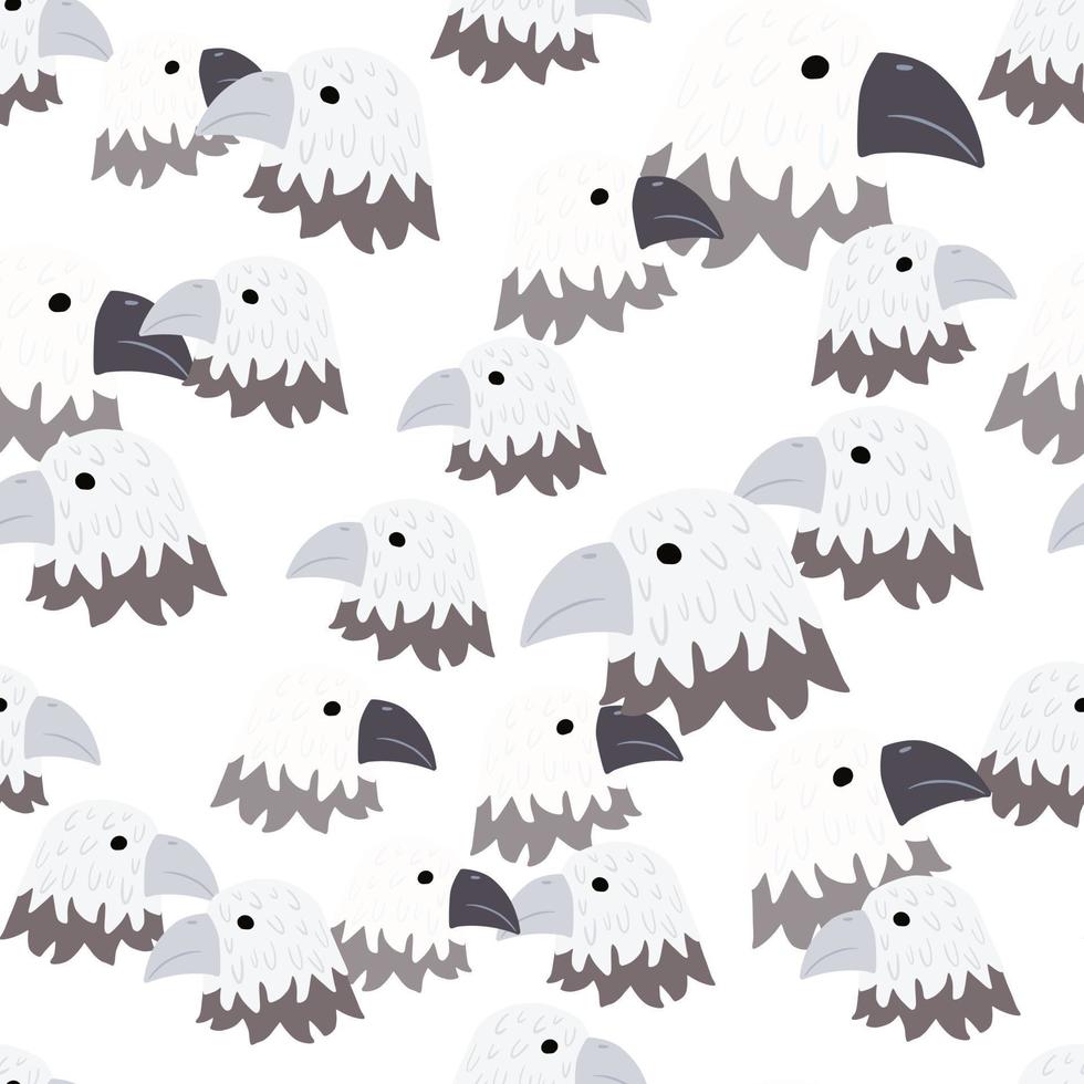 Eagle pattern seamless in freehand style. Head predator on colorful background. Vector illustration for textile.