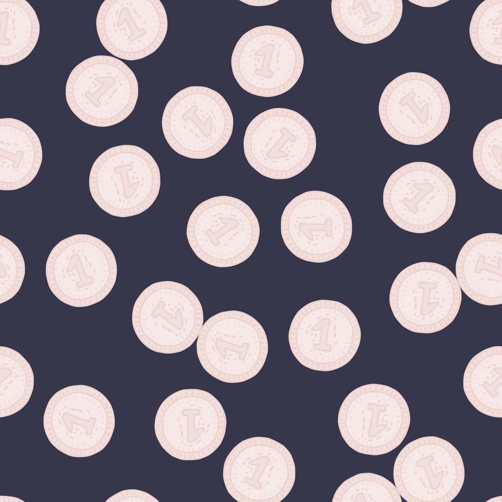 Coins seamless pattern. Hand drawn background from money. vector