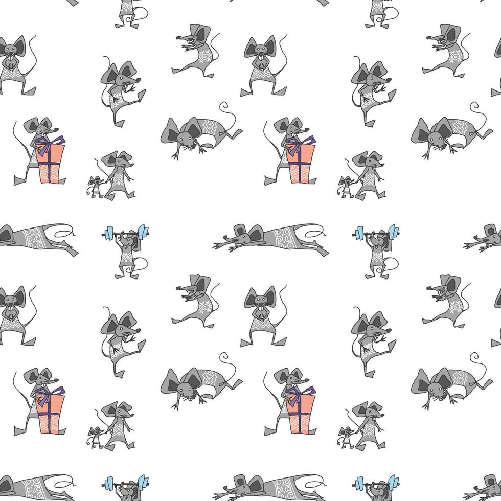 funny animal mice. seamless pattern. wrapping vector