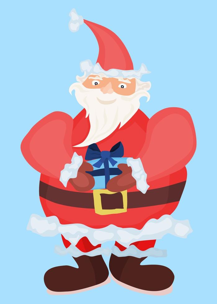 santa claus con un regalo caro en sus manos vector