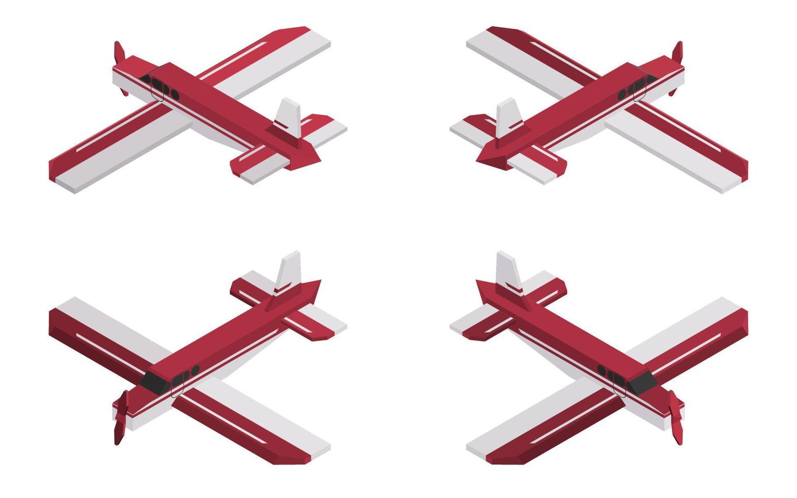 single engine plane isometric working fleet vector