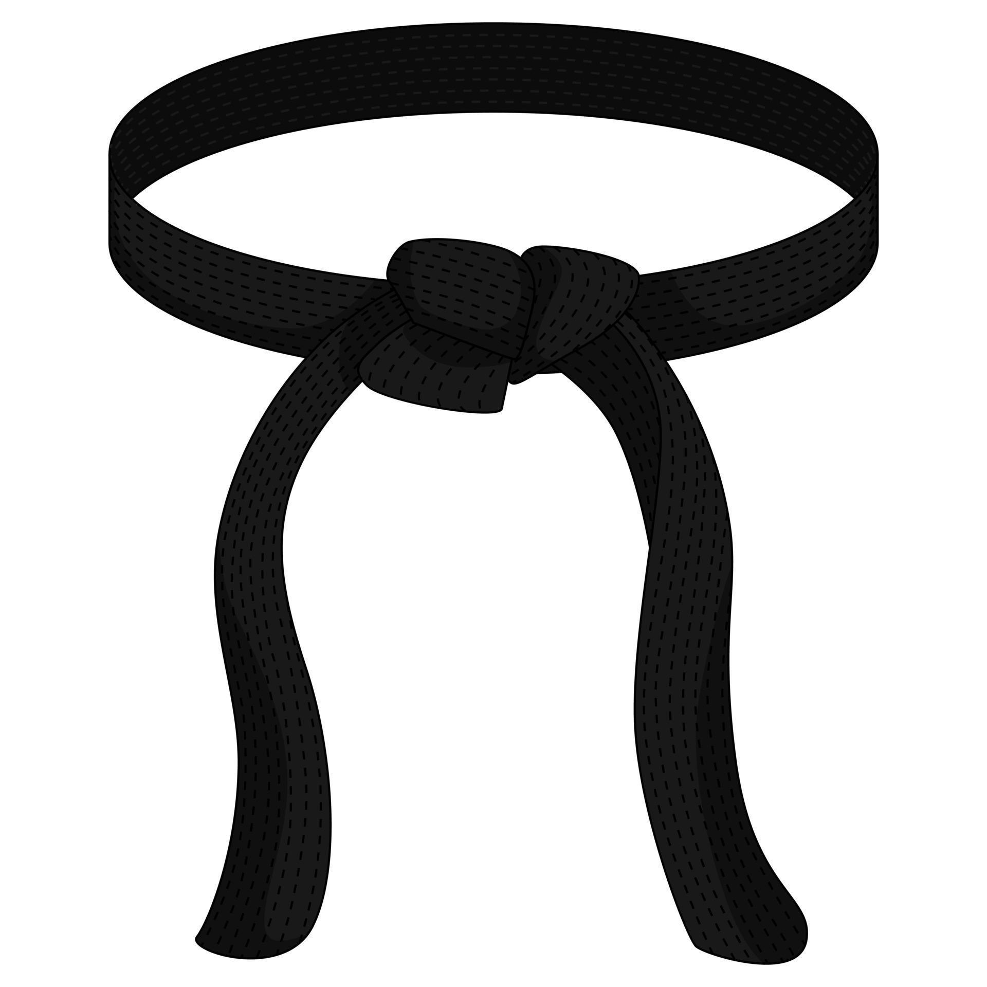 Karate belt black color isolated on white background. Icon of Japanese ...