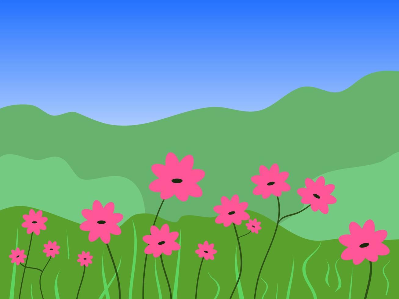 flat design happy spring simple flower plant vector