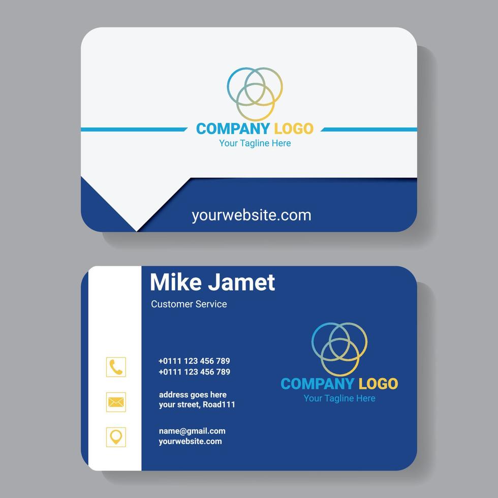blue and white business card vector