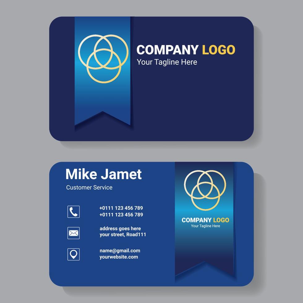 modern blue business card vector