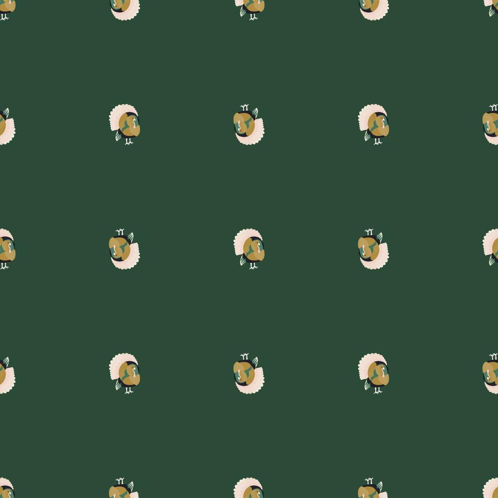 Seamless pattern Turkey green background. Texture of farm bird for any purpose. vector