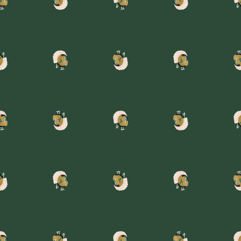 Seamless pattern Turkey green background. Texture of farm bird for any purpose. vector