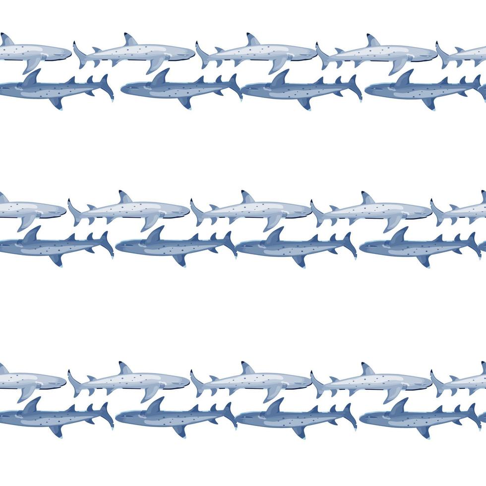 Reef shark seamless pattern in scandinavian style. Marine animals background. Vector illustration for children funny textile.